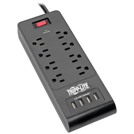 Tripp Lite Outlet Strip, Surge, USB, 8 Outlet(s) 6 ft. TR392463